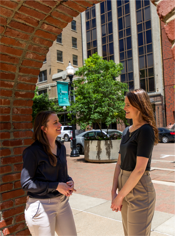 Marketing Careers Rectangle Top 2025 (1) jenny and lacey taking a walk through downtown Tulsa